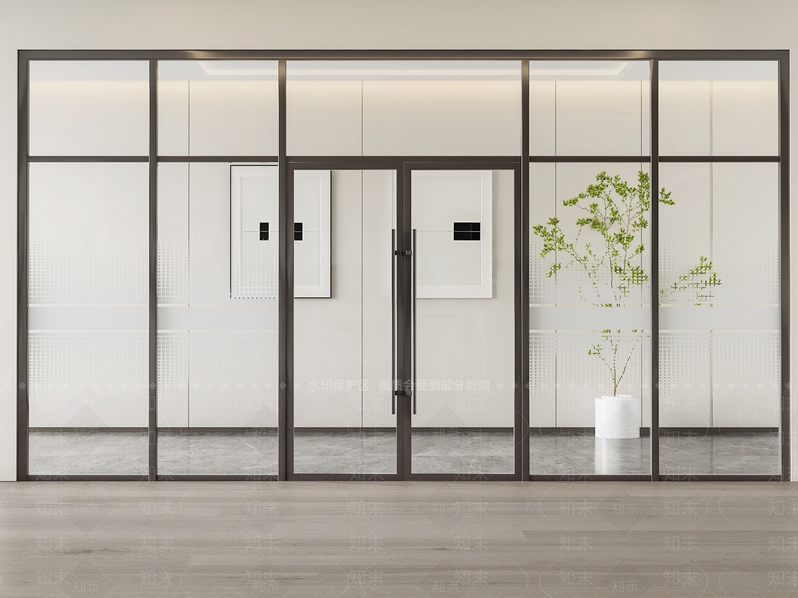 现代办公玻璃门3D模型下载【ID:1147291757】