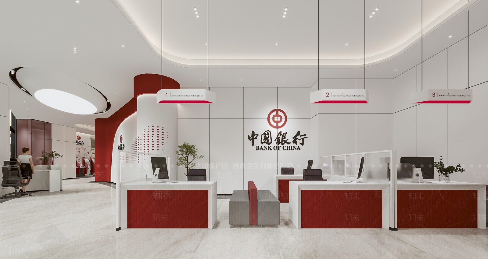 现代银行大厅3D模型下载【ID:1147135194】_知末3d模型网