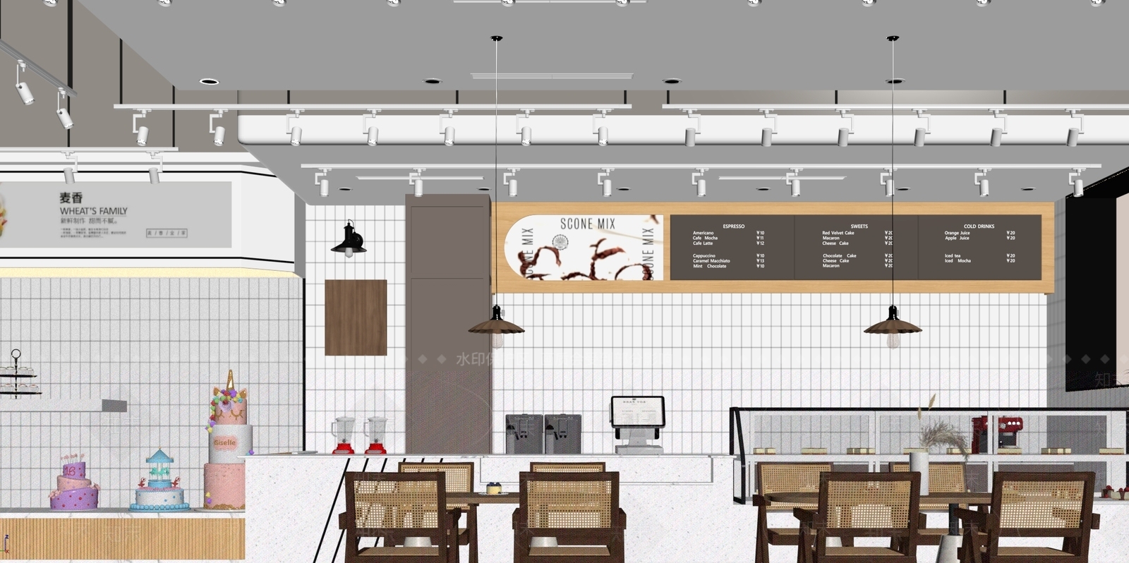 现代蛋糕店SU模型下载【ID:1146908723】