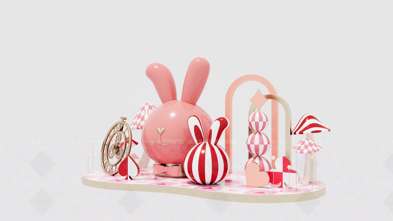 现代蘑菇美陈SU模型下载【ID:1146915583】