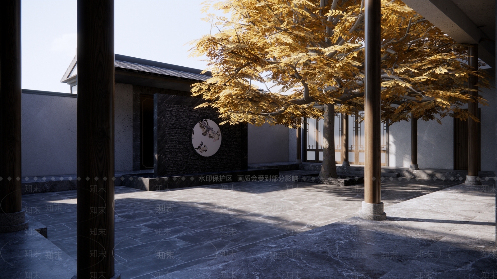 新中式四合院SU模型下载【ID:1146916657】