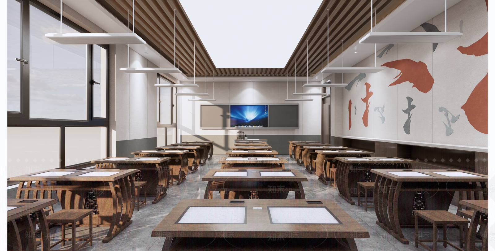 新中式书法教室SU模型下载【ID:1146919162】