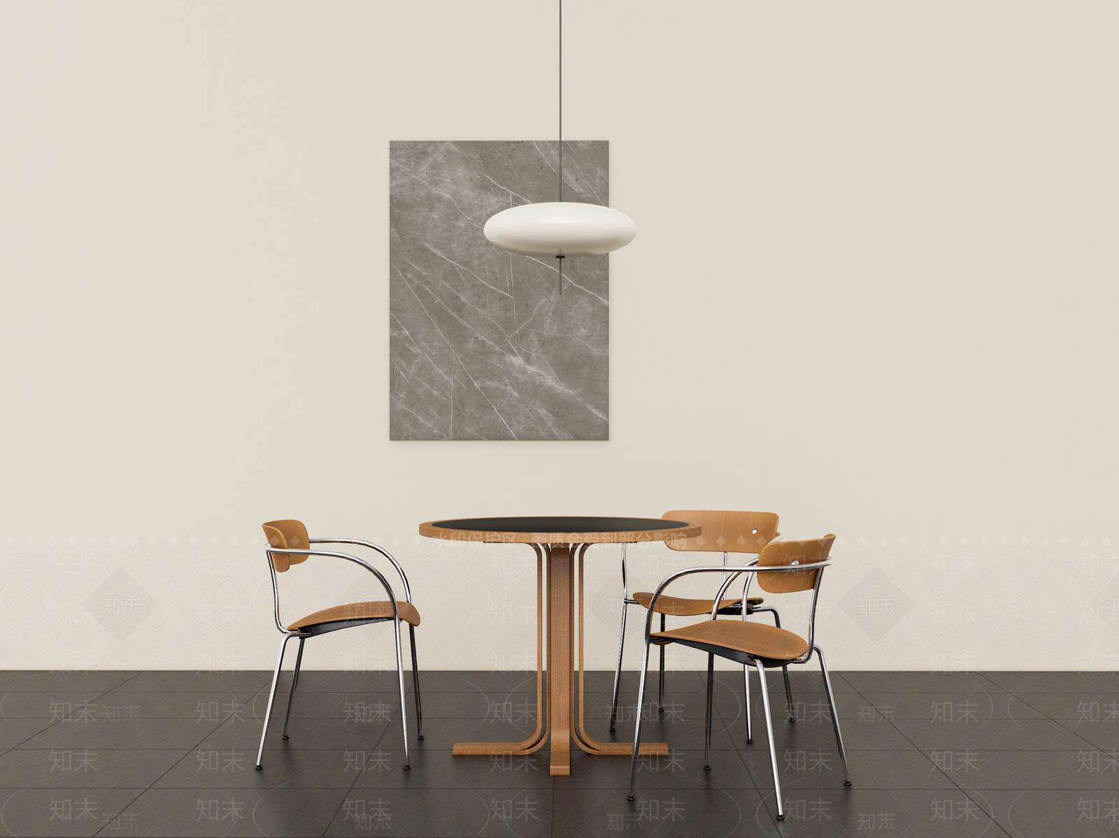 现代圆形餐桌椅组合SU模型下载【ID:1146919918】