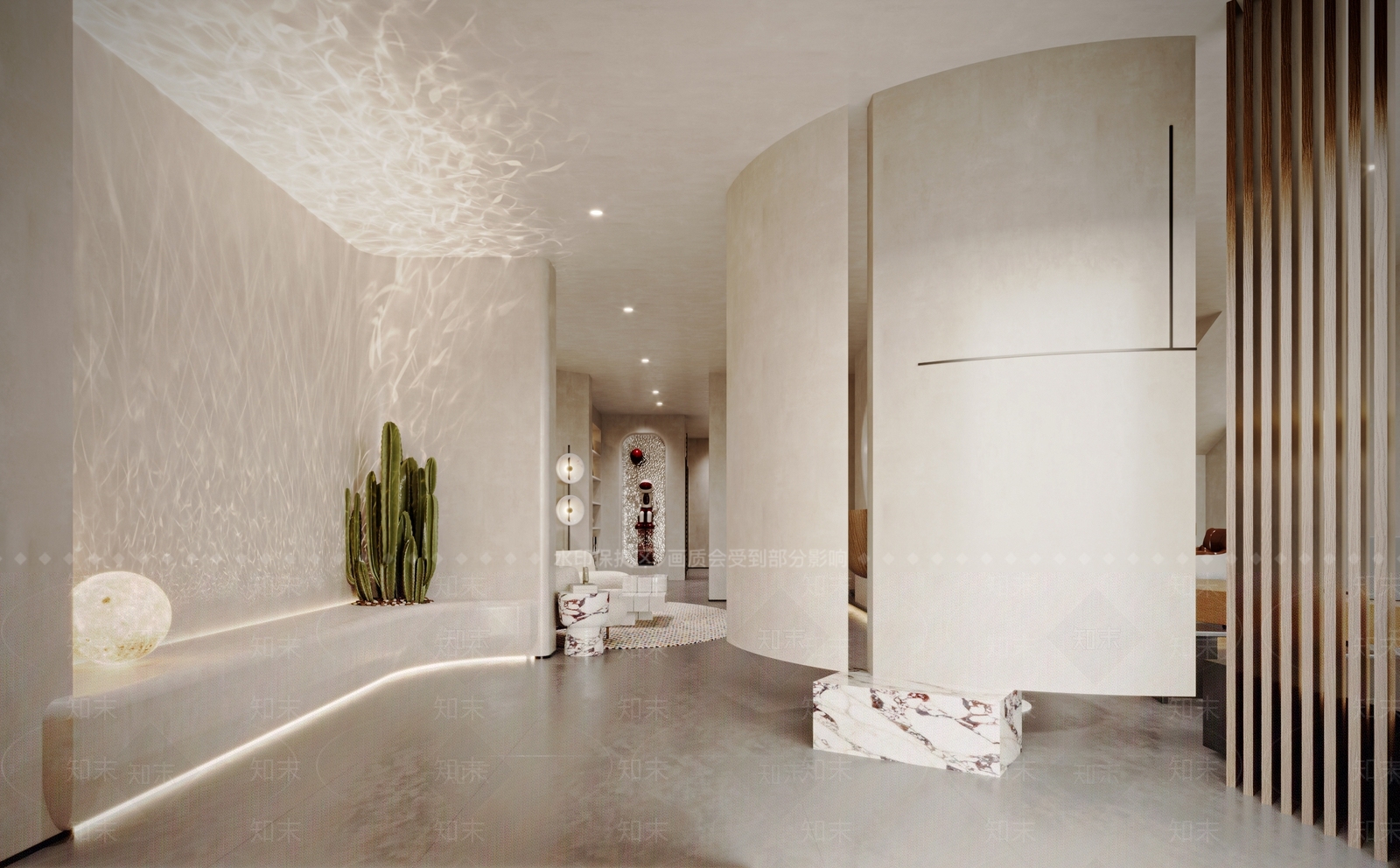 复古奶油风装修店面入户3D模型下载【ID:1146922609】