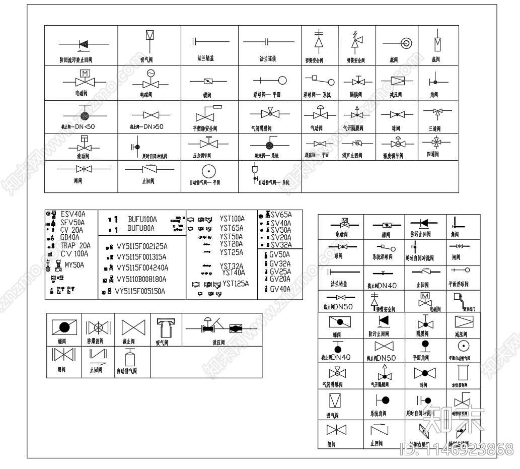 给排水蝶阀闸阀截止阀施工图下载【ID:1146923868】