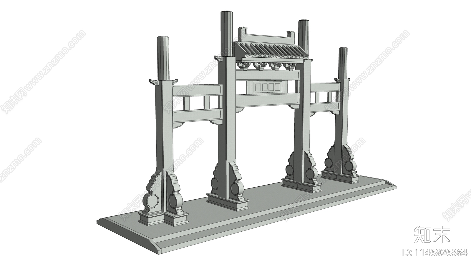 现代牌坊SU模型下载【ID:1146926364】