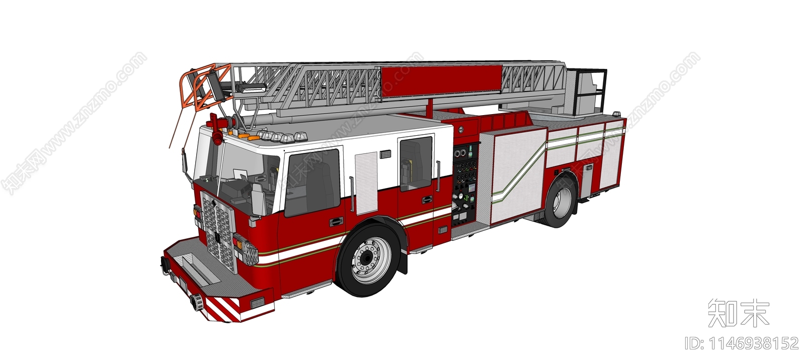 现代消防爬梯车SU模型下载【ID:1146938152】