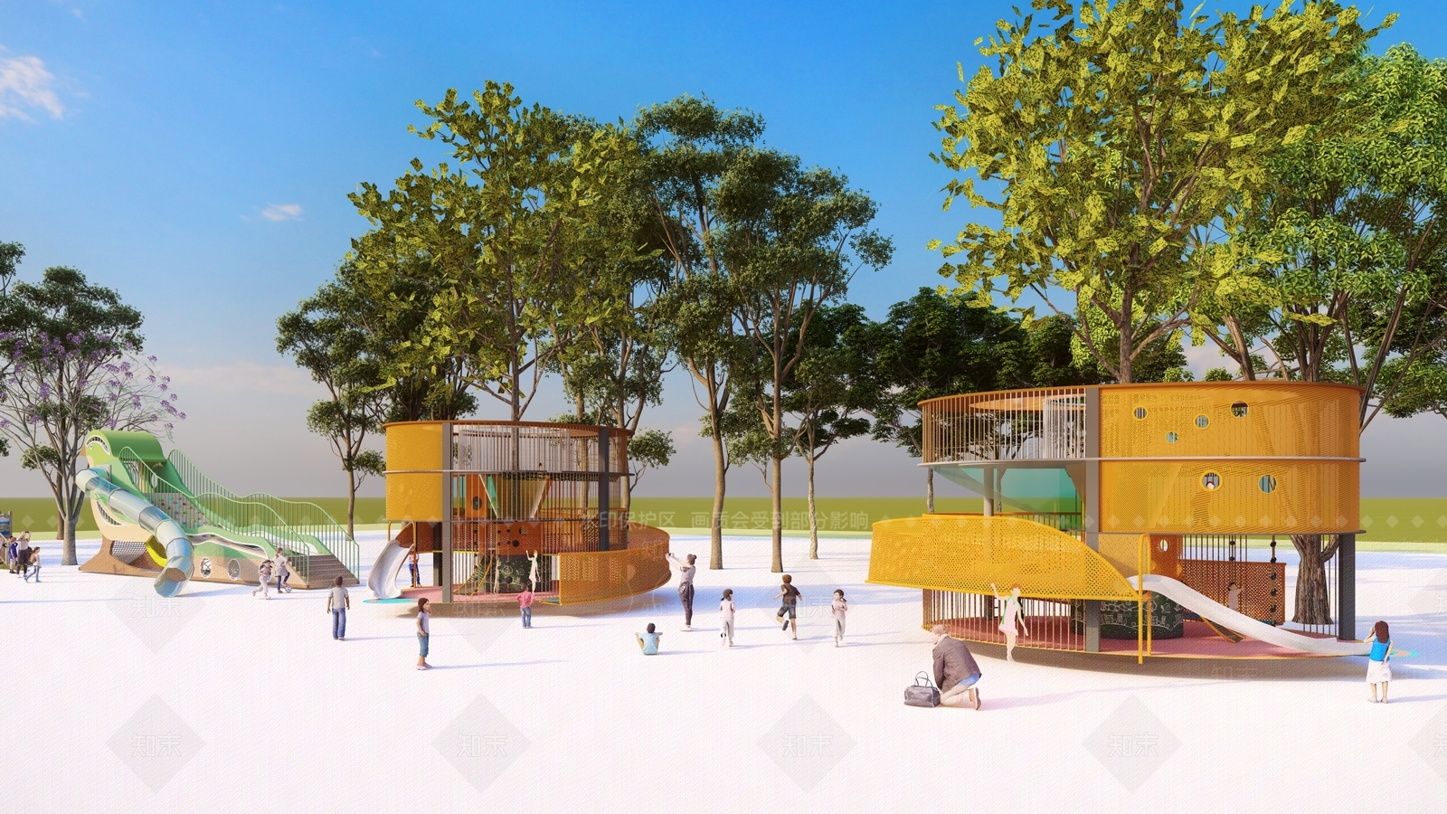 木质儿童滑梯攀爬设施SU模型下载【ID:1146938757】