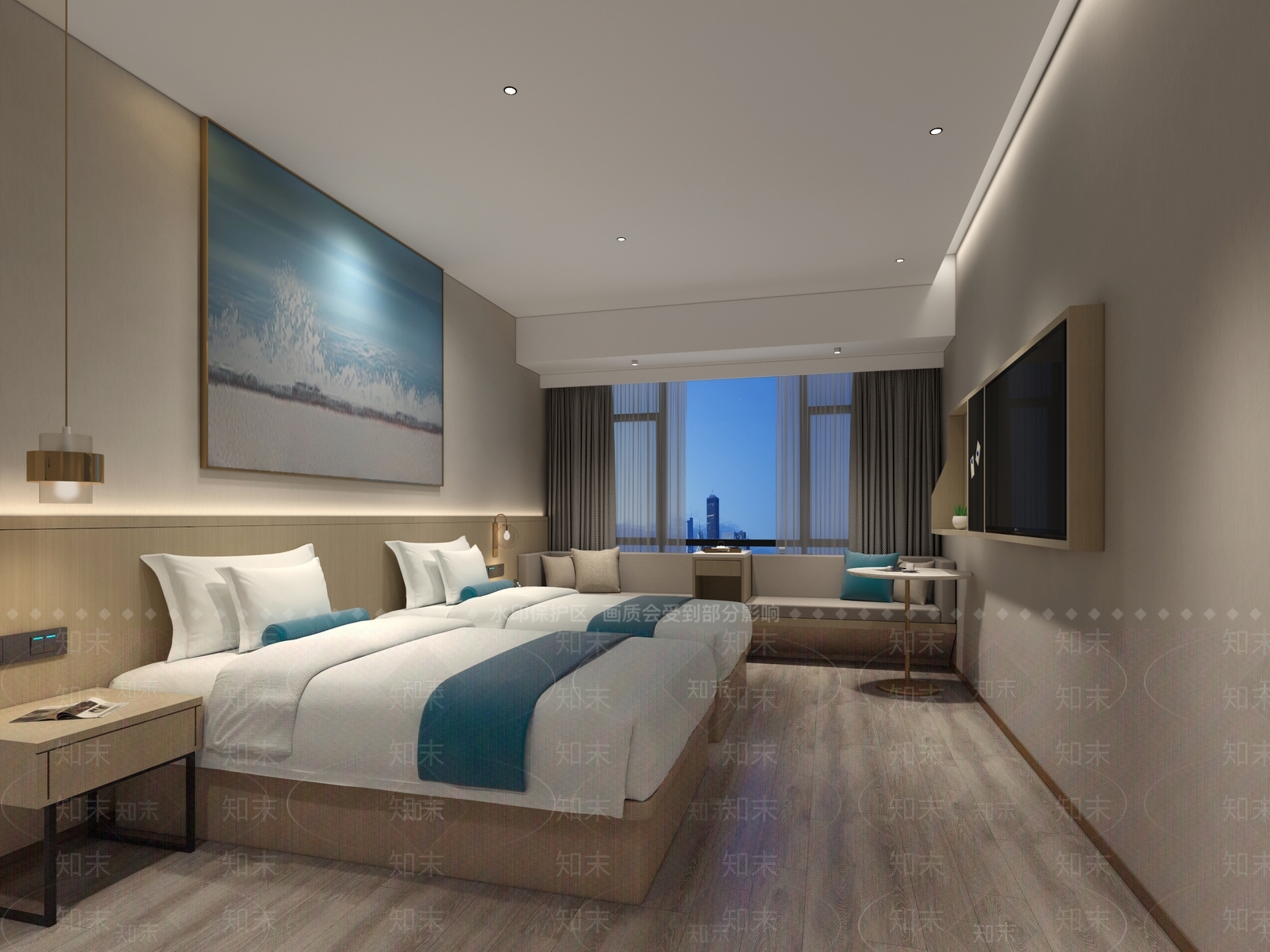 现代酒店标间下载3D模型下载【ID:1146944957】_知末3d模型网