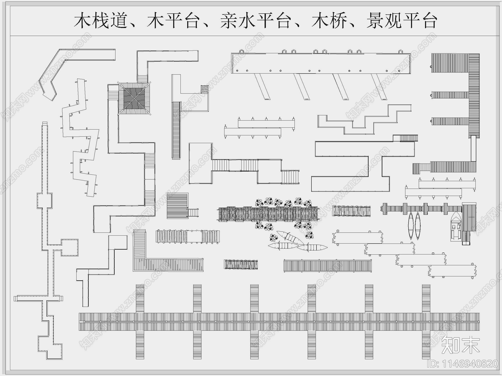 景观栈道木桥清水平台施工图下载【ID:1146940820】