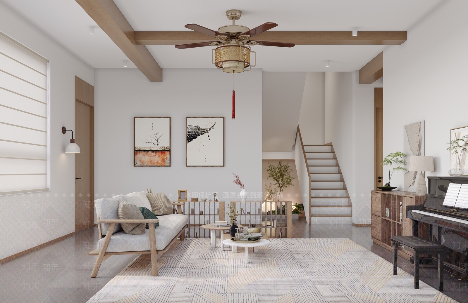 道亨效果图设计丨原木风客餐厅3D模型下载【ID:1146944460】