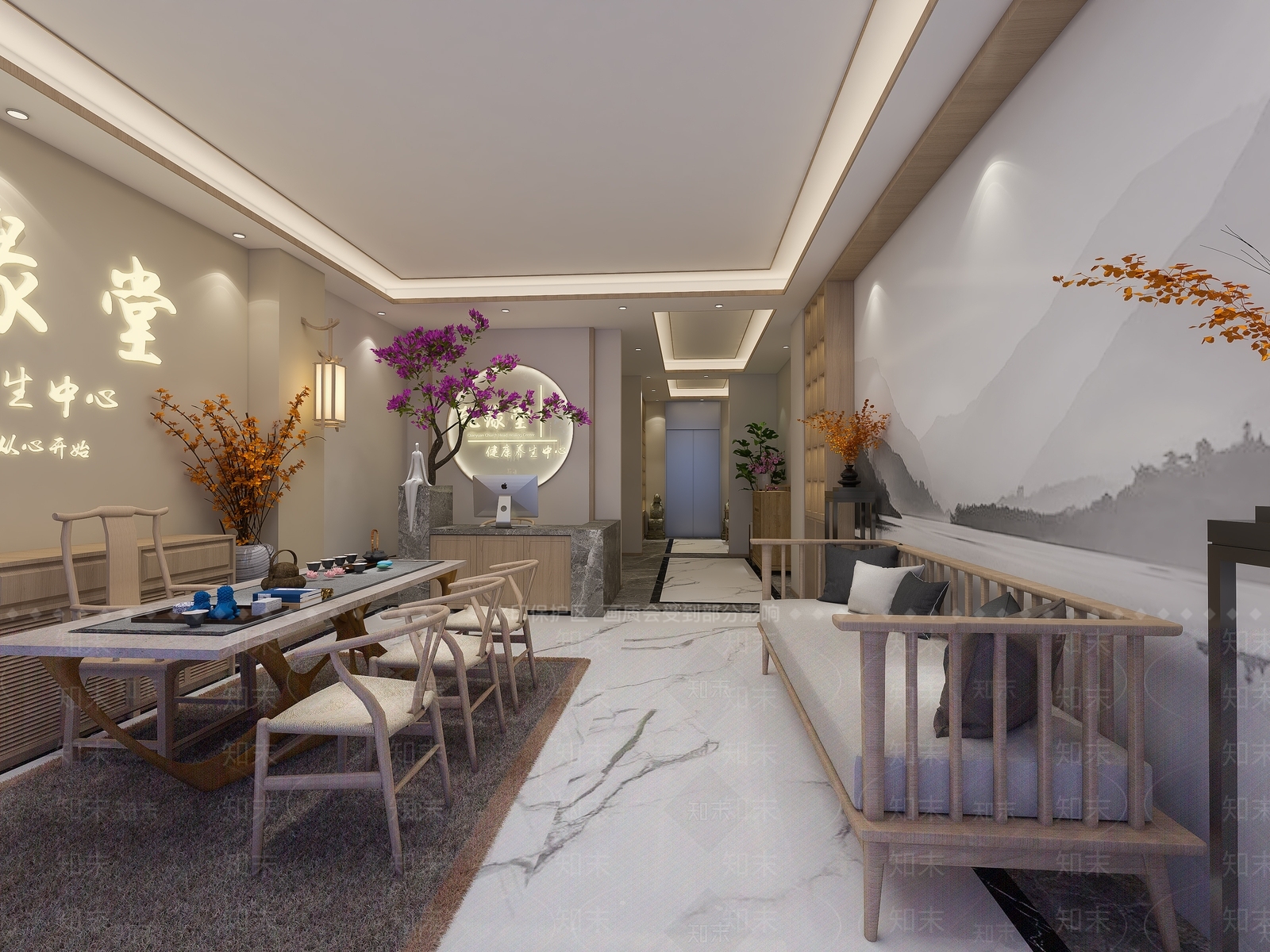 新中式美容店大厅SU模型下载【ID:1146948366】