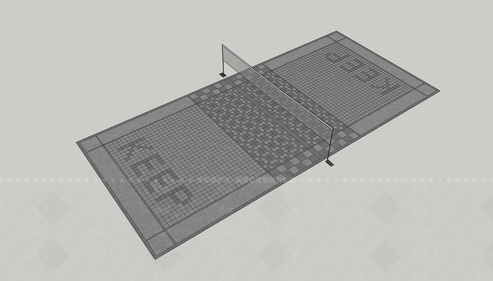 现代pc砖跳色羽毛球场SU模型下载【ID:1146950456】