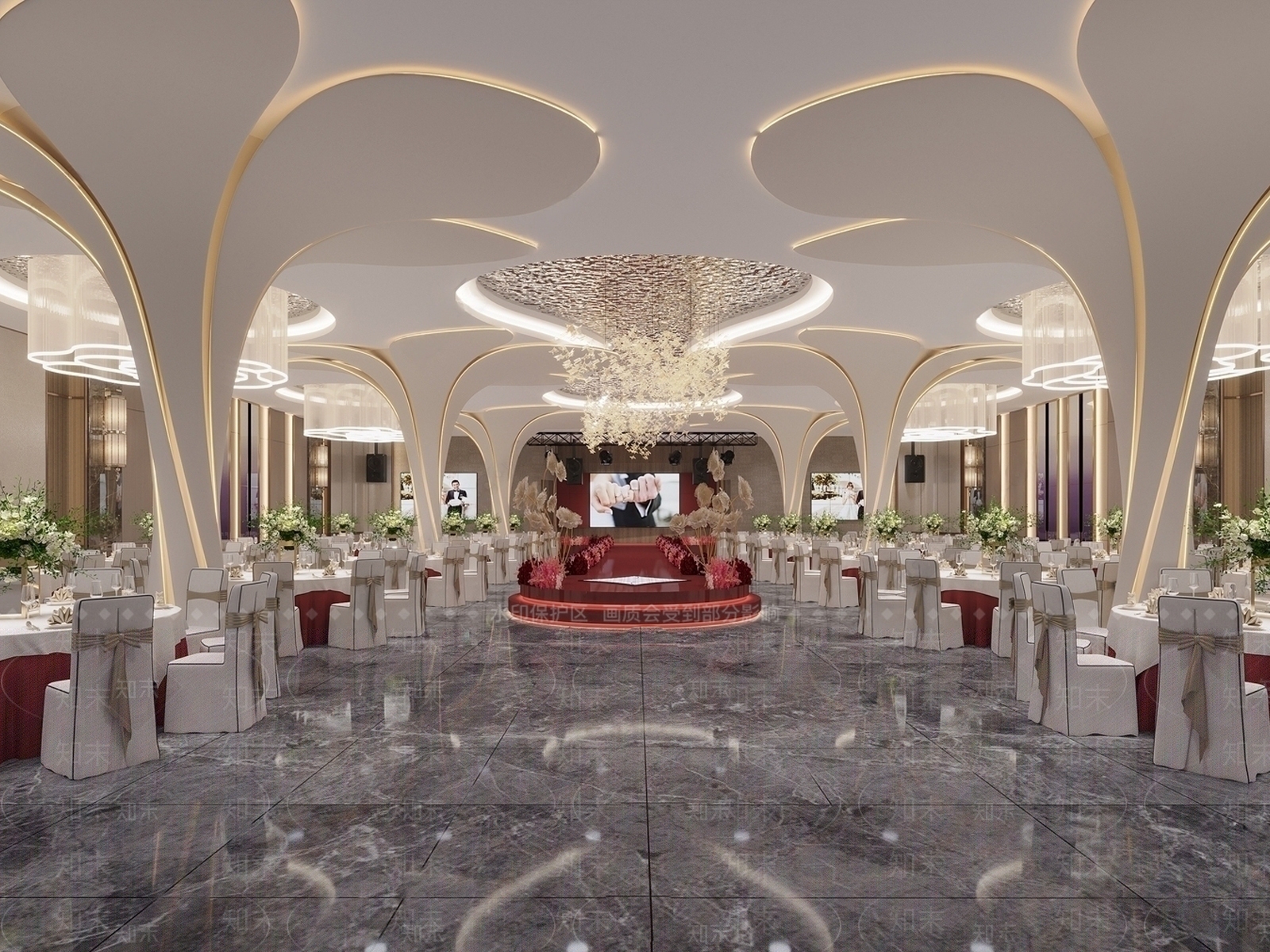现代酒店宴会厅SU模型下载【ID:1146950853】