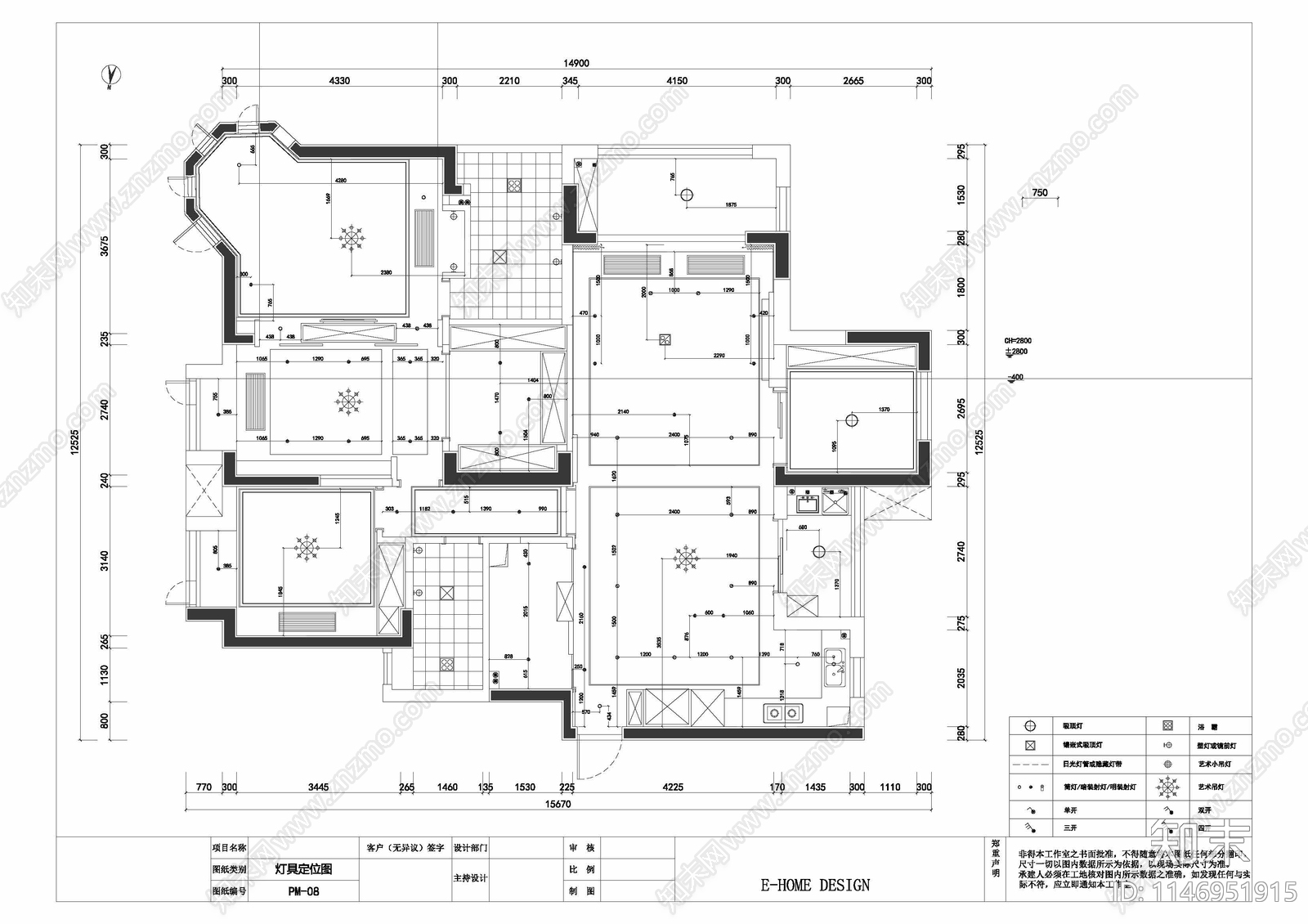 简约欧式平层室内cad施工图下载【ID:1146951915】