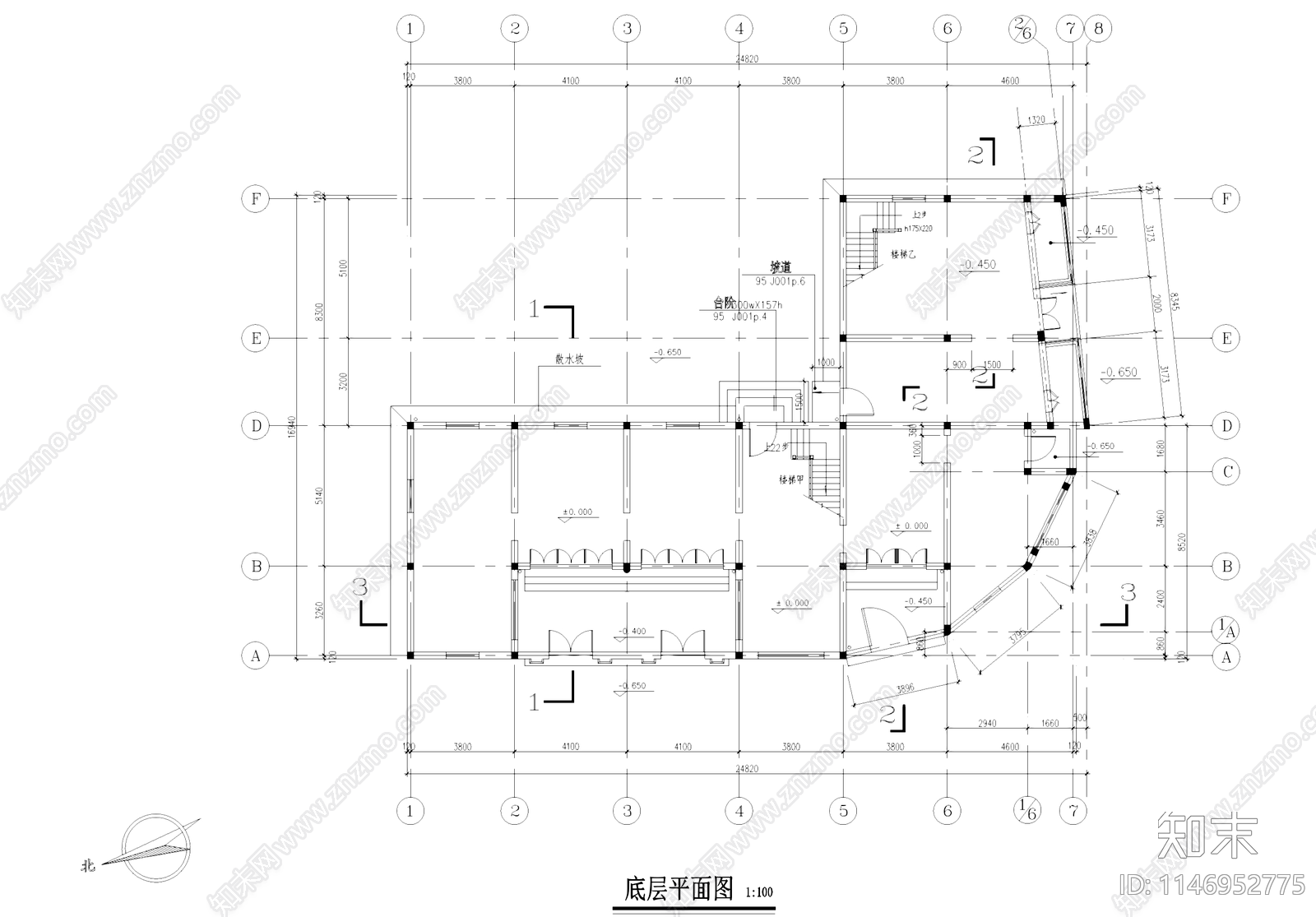 中式石库门笔行古建筑cad施工图下载【ID:1146952775】