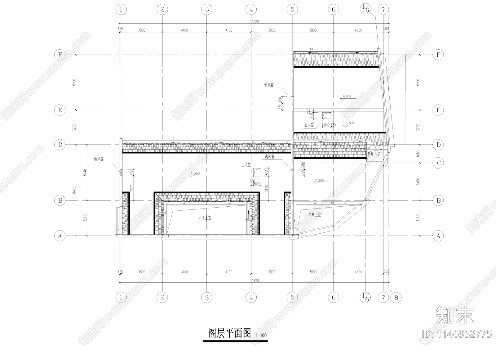 中式石库门笔行古建筑cad施工图下载【ID:1146952775】