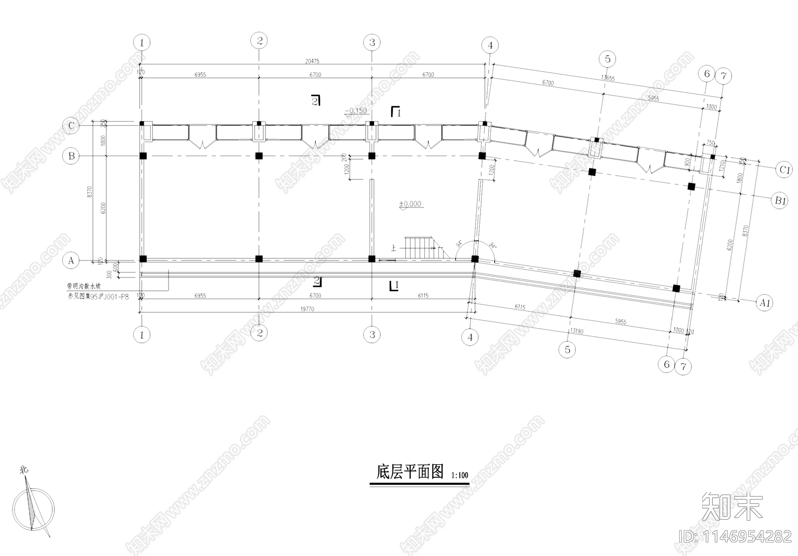 欧式普发公司古建筑cad施工图下载【ID:1146954282】