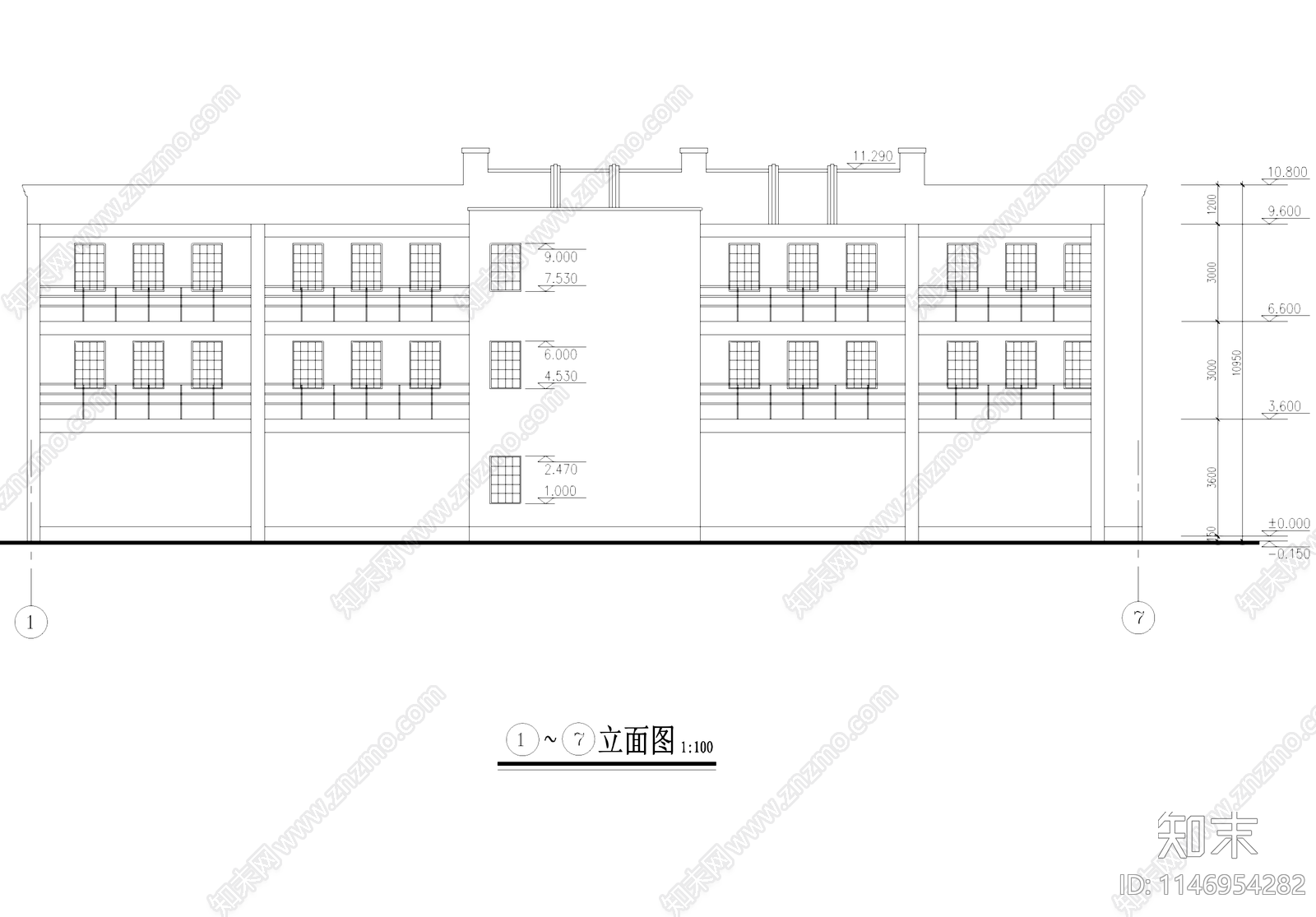 欧式普发公司古建筑cad施工图下载【ID:1146954282】