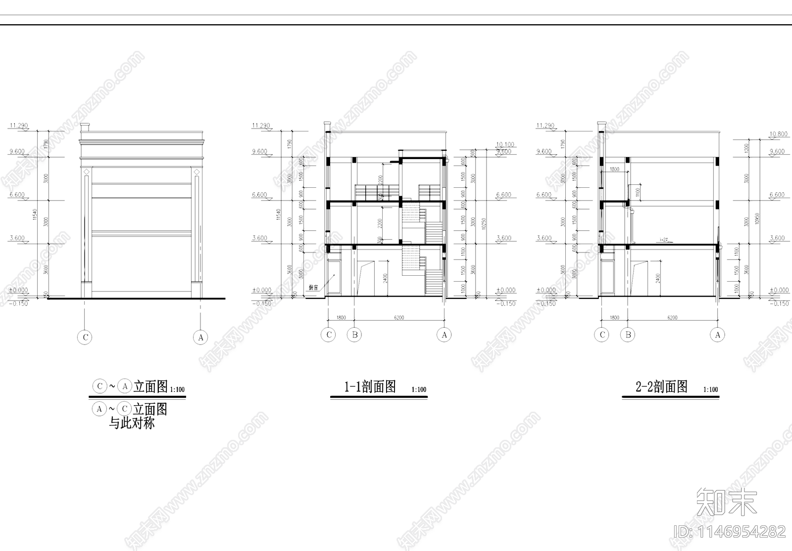 欧式普发公司古建筑cad施工图下载【ID:1146954282】