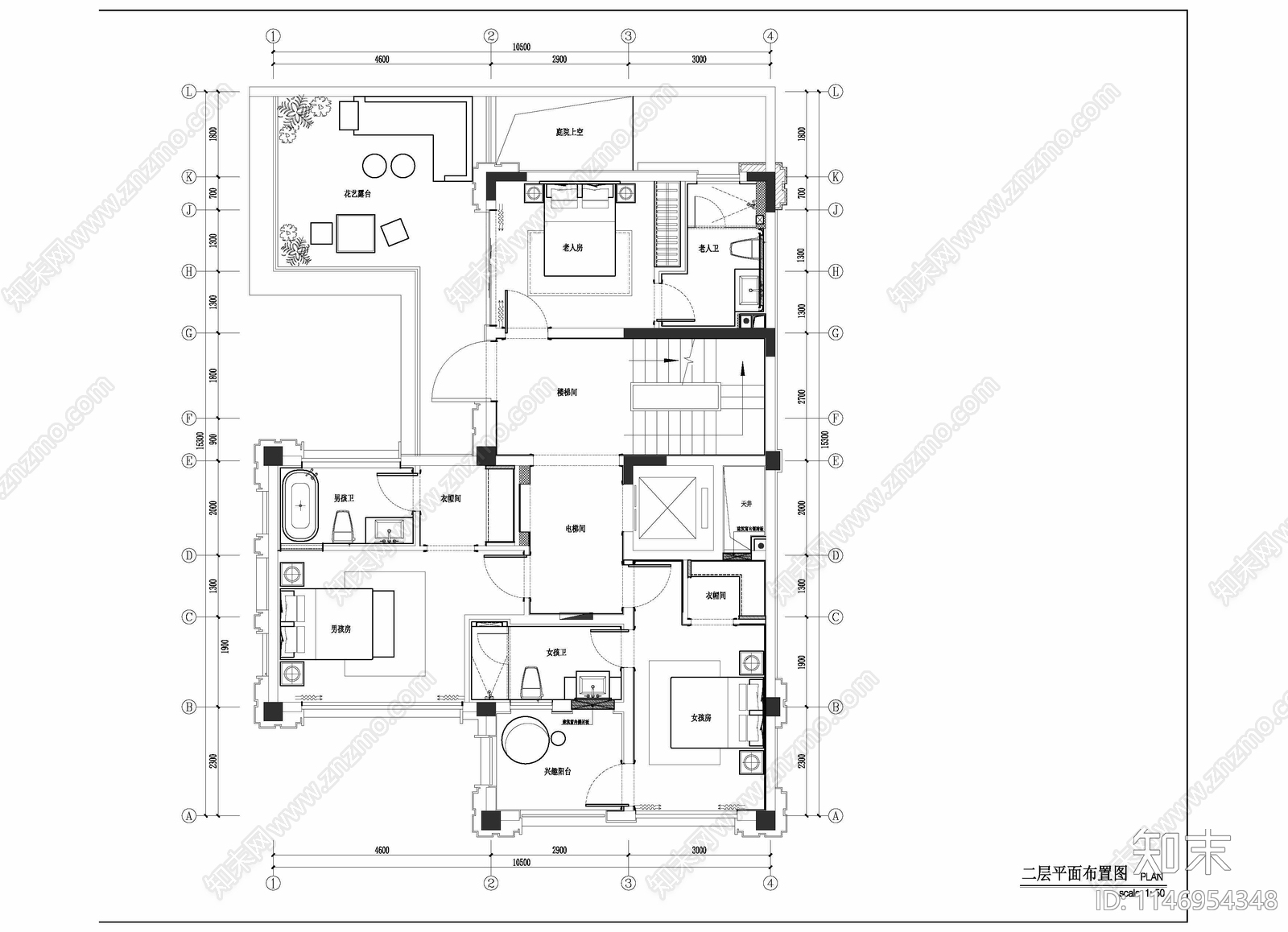 轻奢现代装饰别墅室内cad施工图下载【ID:1146954348】