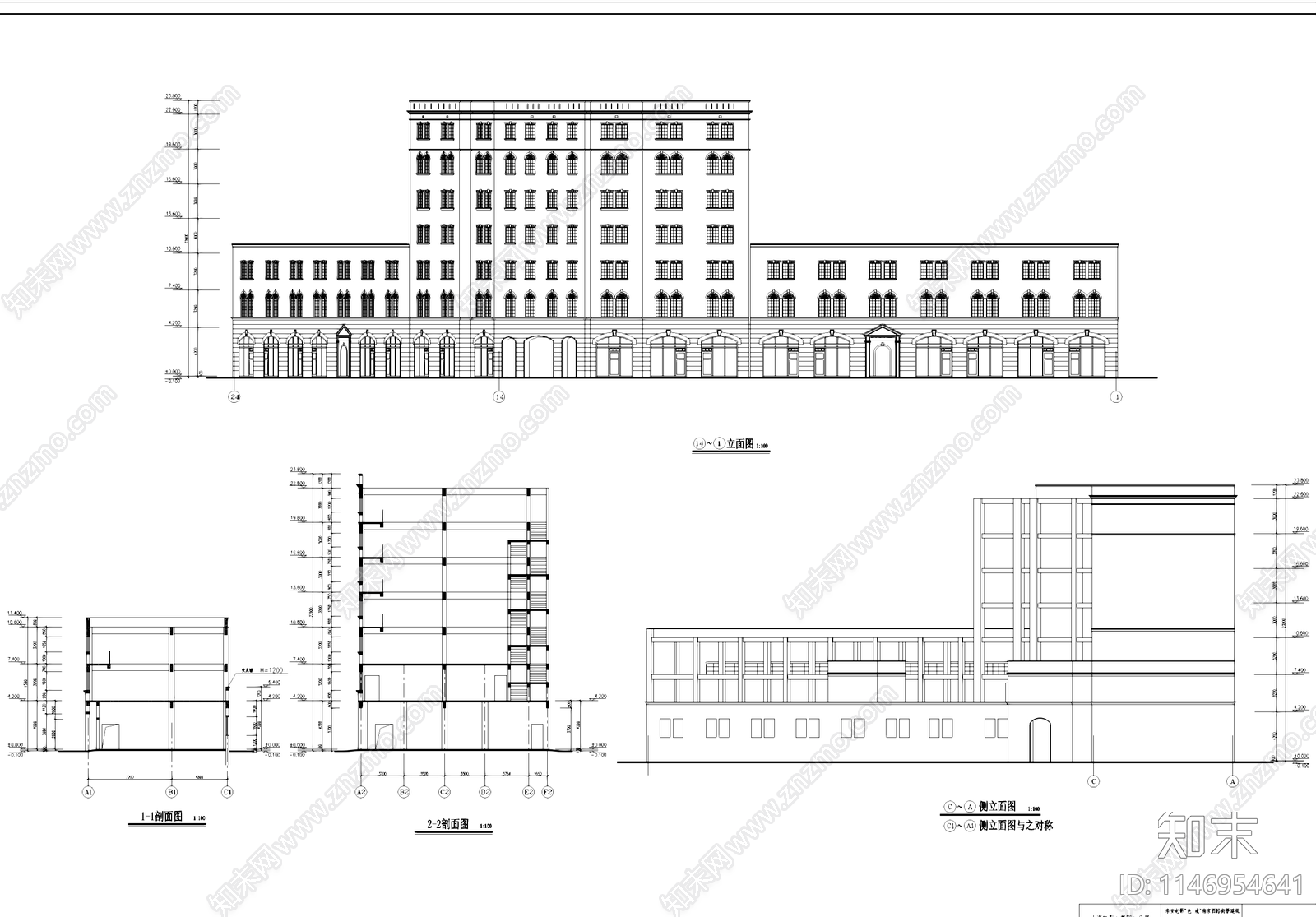 欧式平安大戏院古建筑cad施工图下载【ID:1146954641】