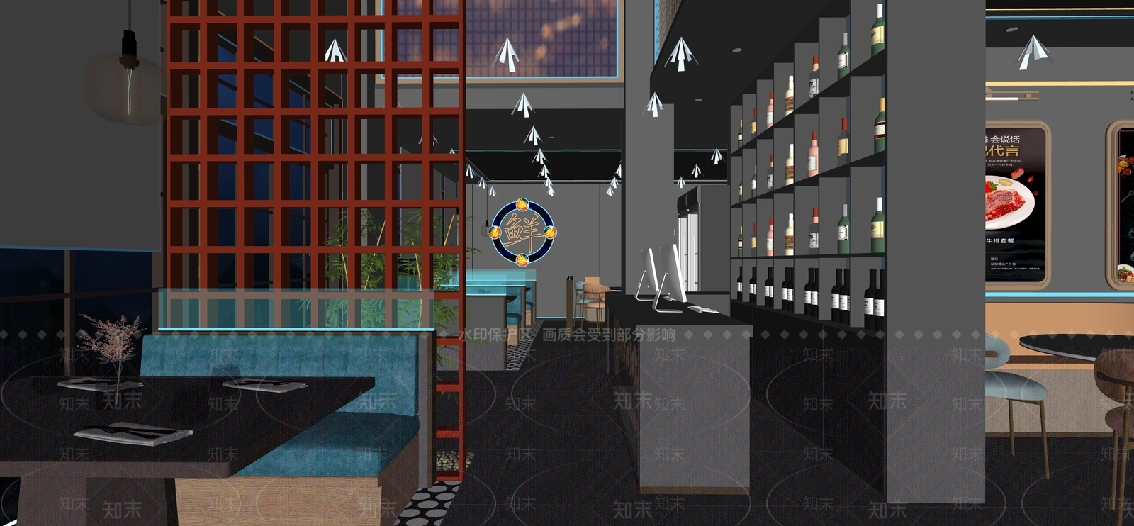 现代火锅店SU模型下载【ID:1146956609】