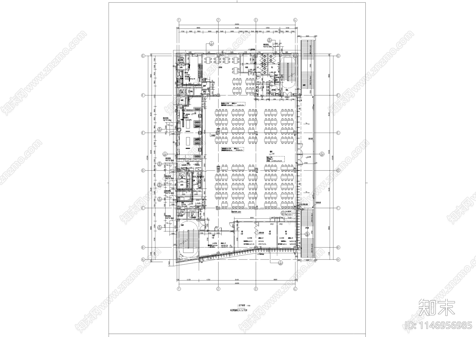 三层食堂建筑设计cad施工图下载【ID:1146956985】