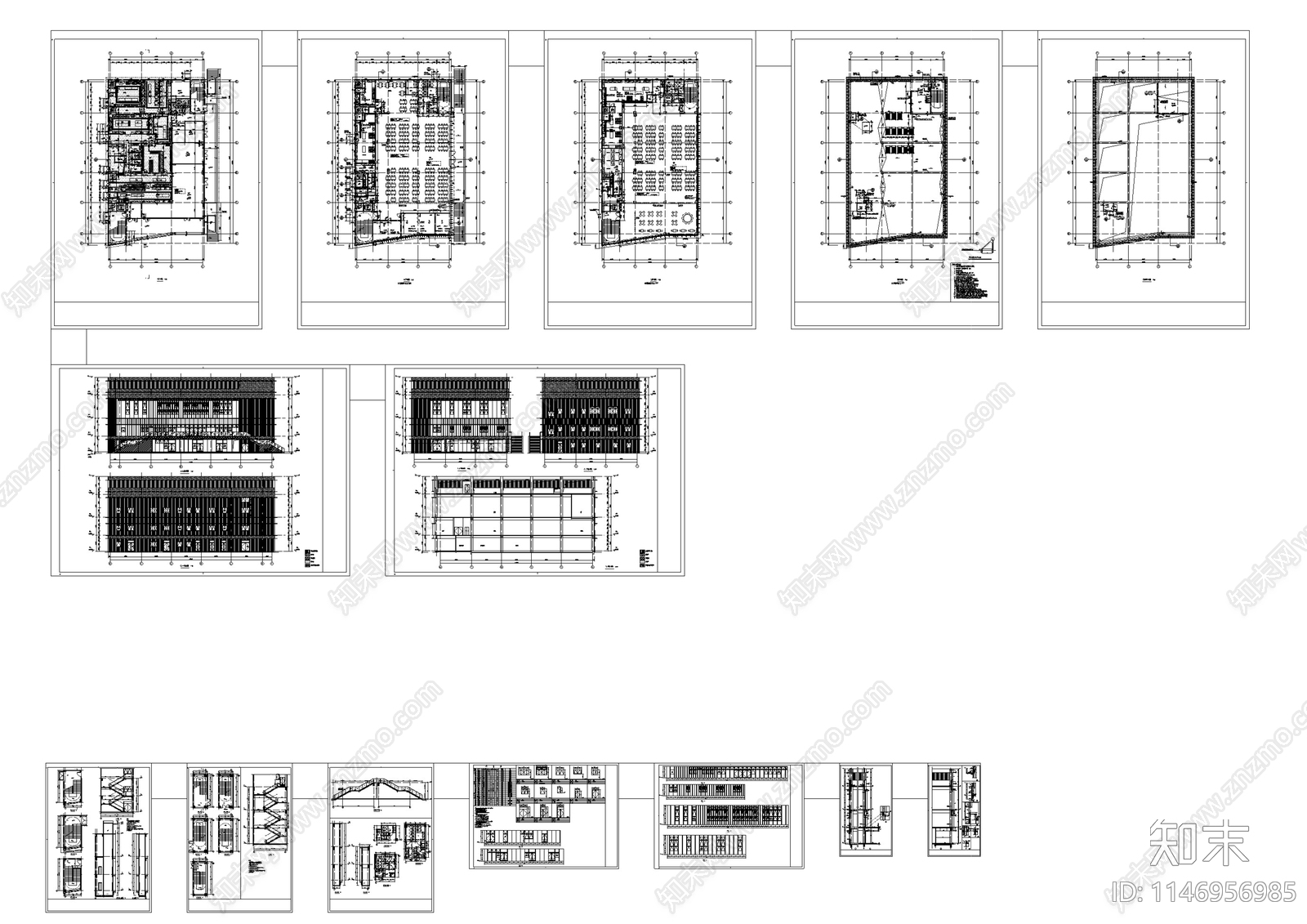 三层食堂建筑设计cad施工图下载【ID:1146956985】