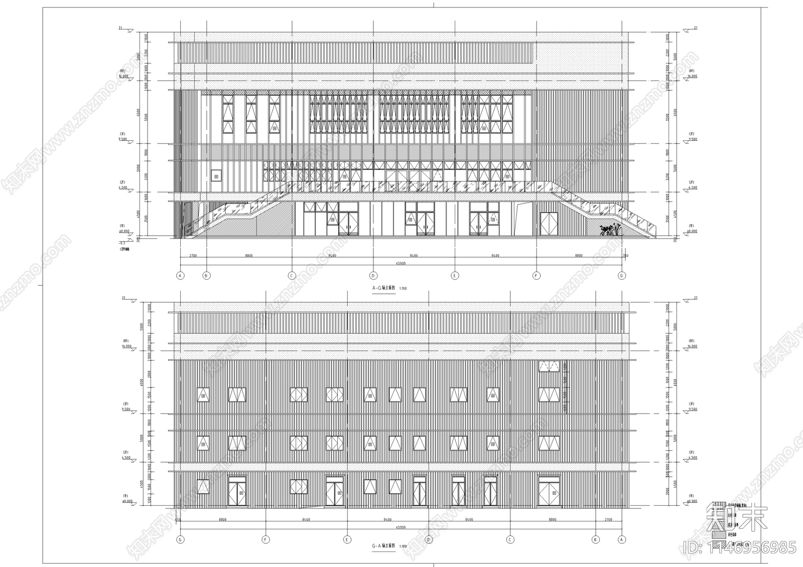 三层食堂建筑设计cad施工图下载【ID:1146956985】