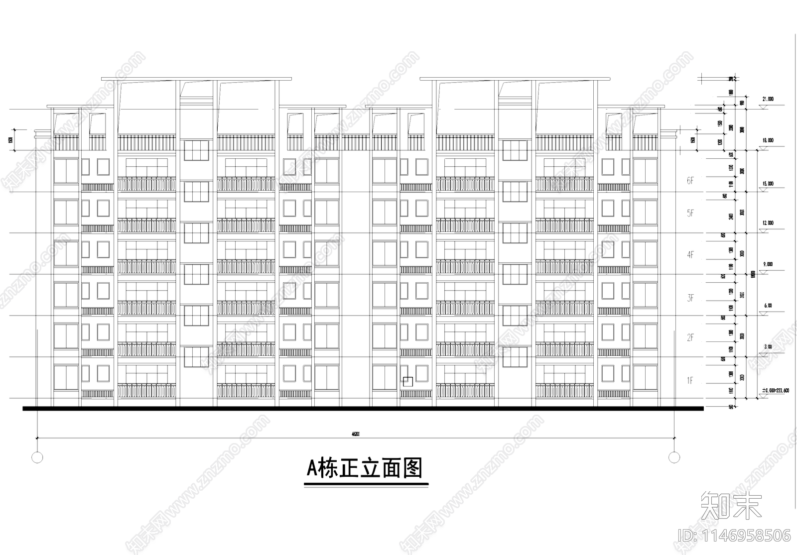 复盛镇新民居多层住宅楼建筑cad施工图下载【ID:1146958506】