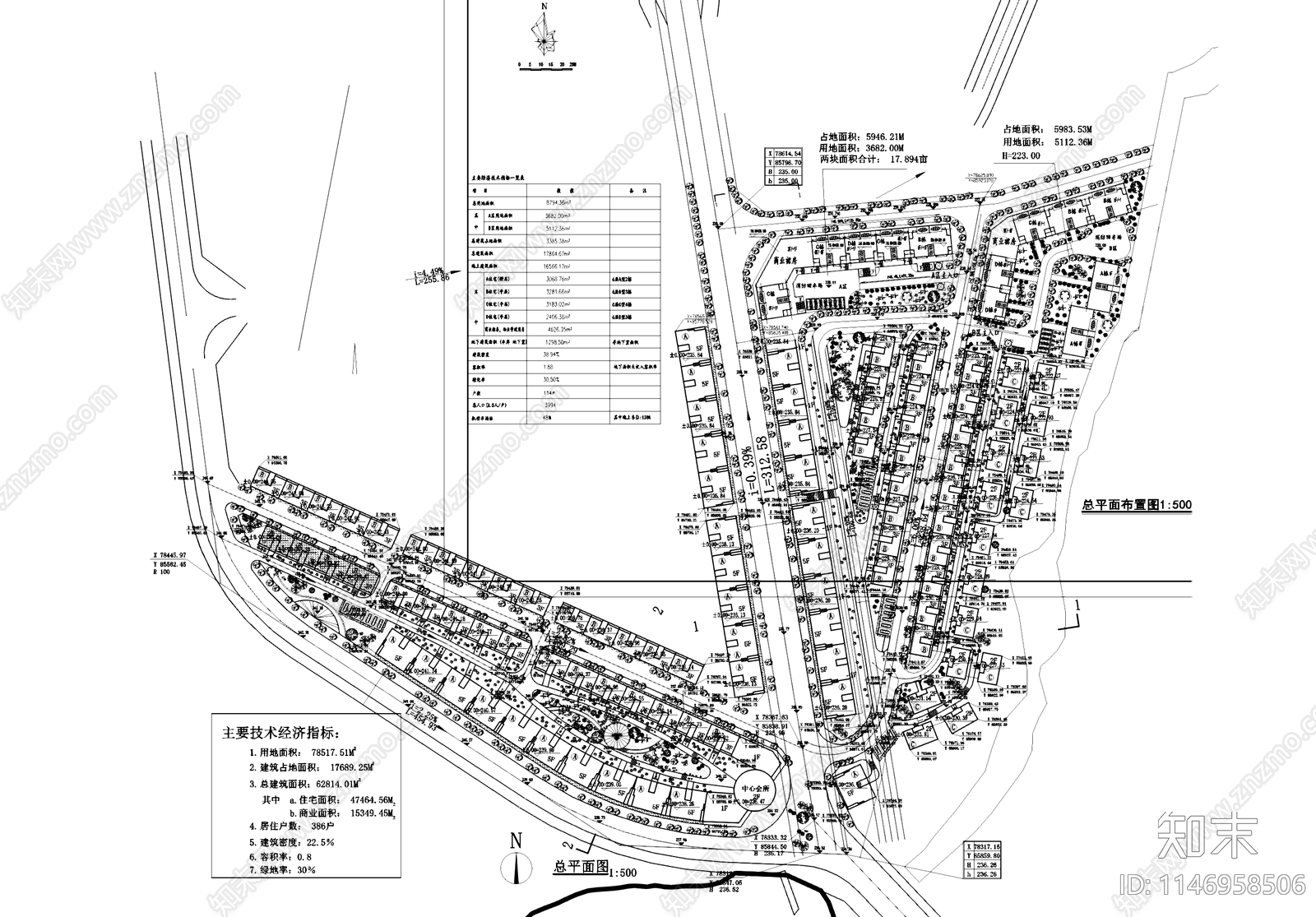 复盛镇新民居多层住宅楼建筑cad施工图下载【ID:1146958506】