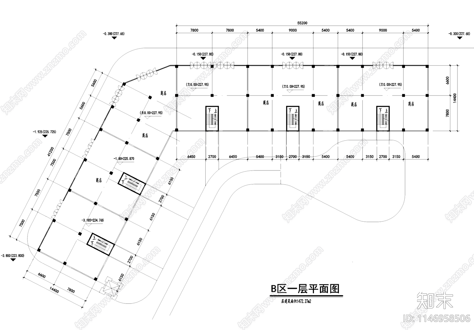 复盛镇新民居多层住宅楼建筑cad施工图下载【ID:1146958506】