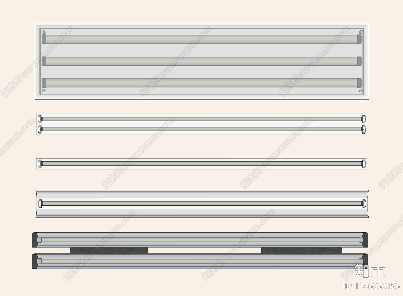 工业风LED日光灯SU模型下载【ID:1146960156】
