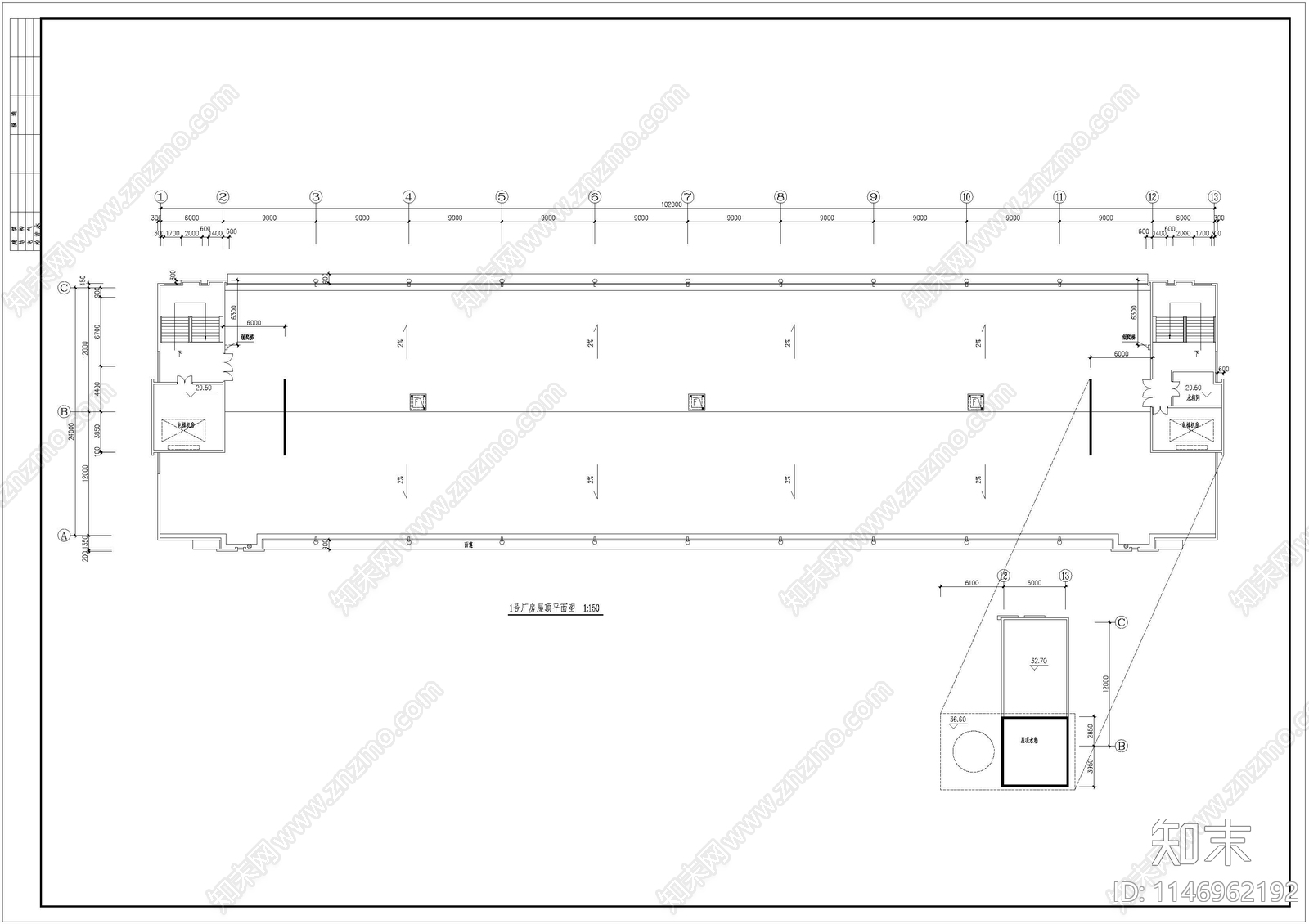 五层电子厂厂房建筑cad施工图下载【ID:1146962192】