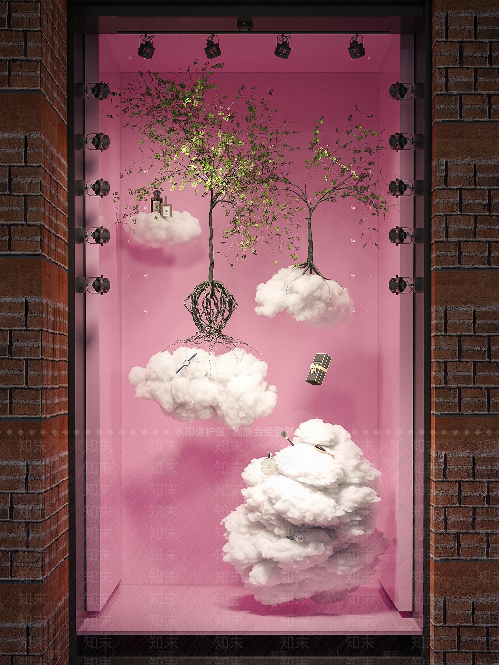 粉色树云艺术装置3D模型下载【ID:1146967425】