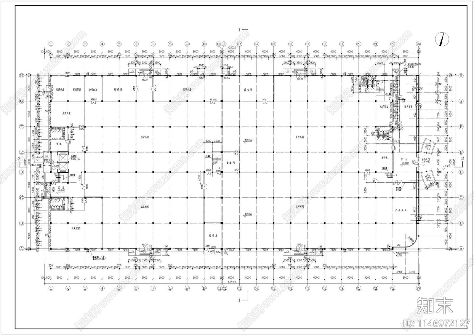 制衣厂厂房建筑cad施工图下载【ID:1146972127】