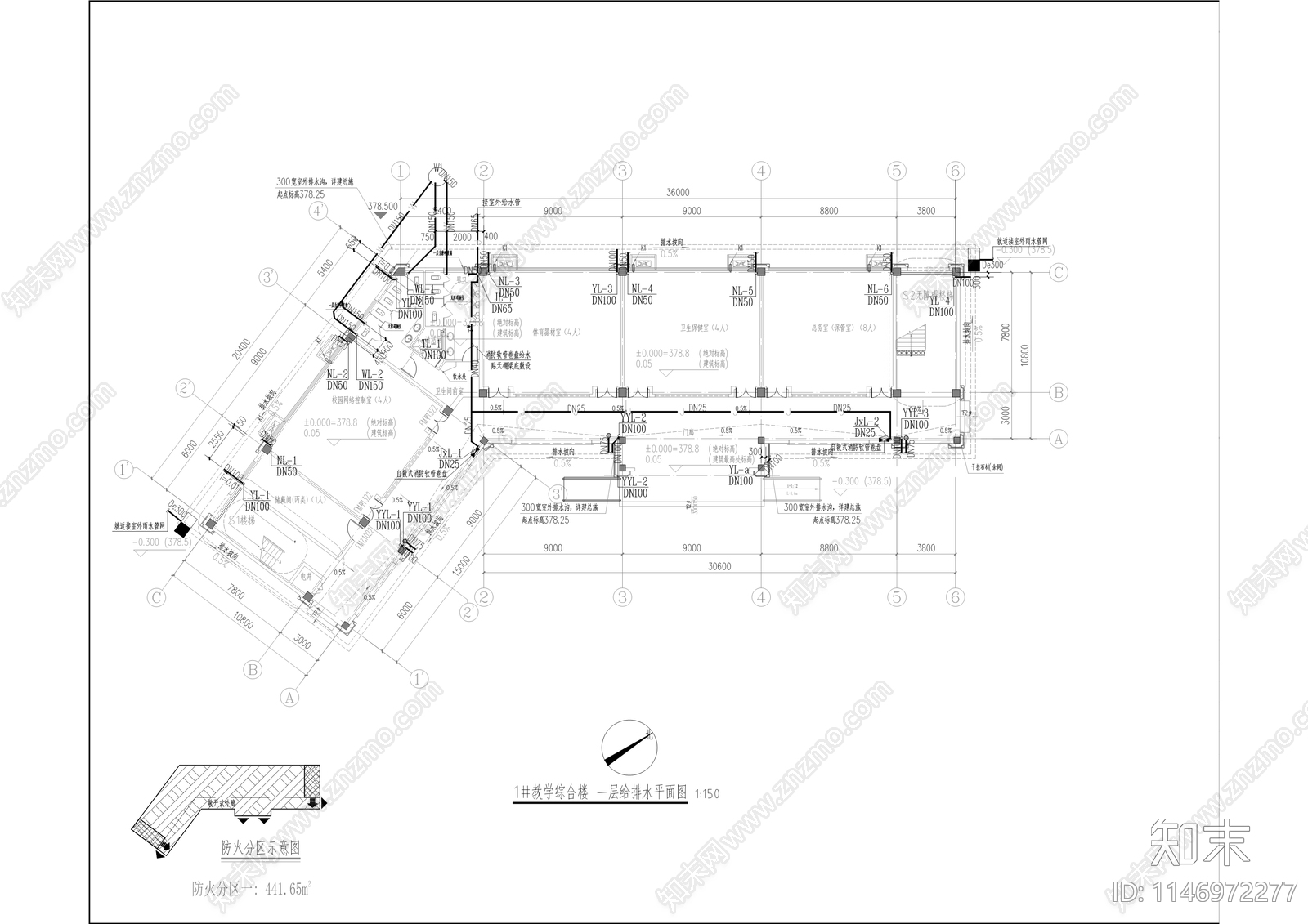 大围中心小学扩建工程cad施工图下载【ID:1146972277】