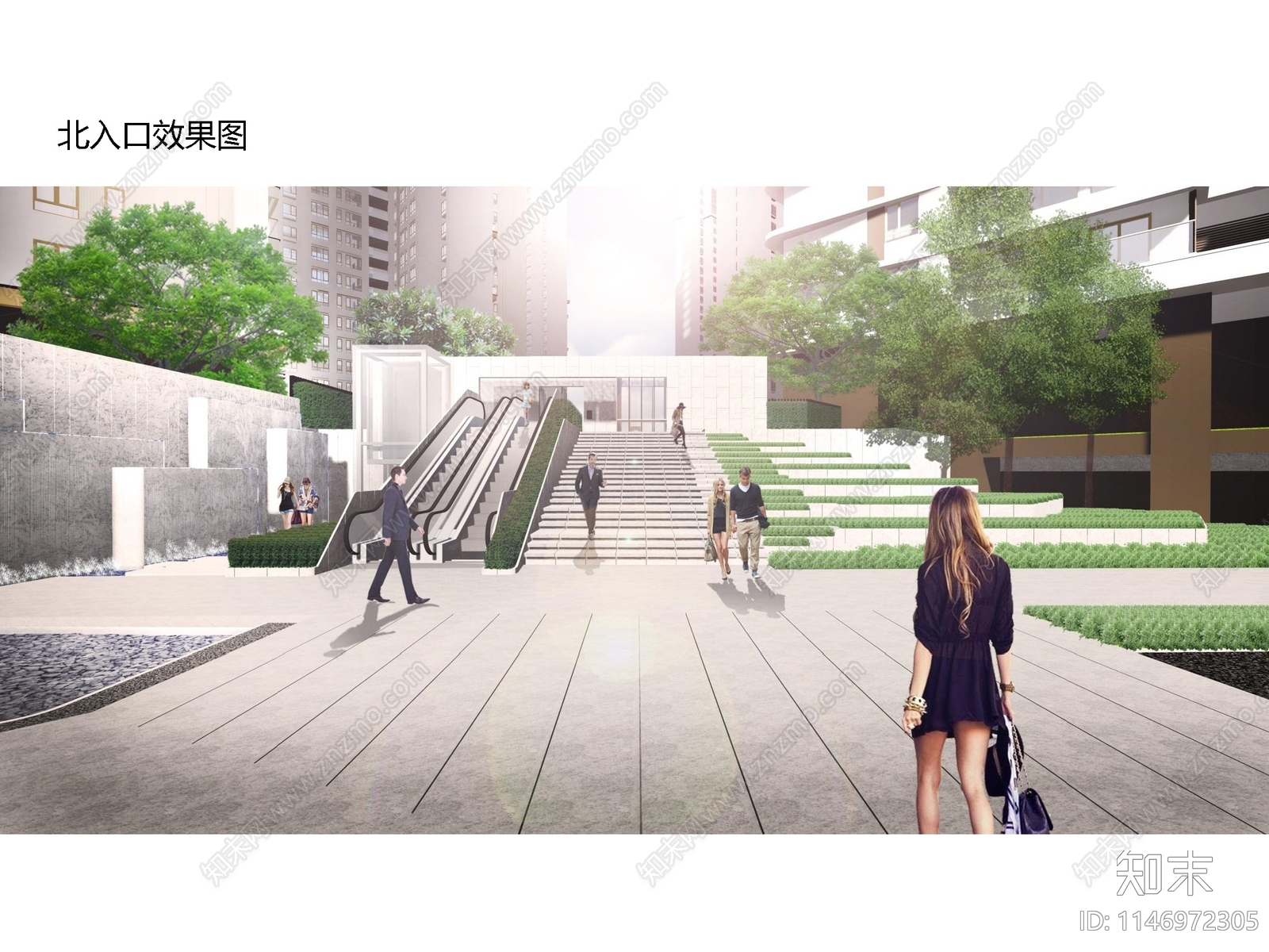 居住区主入口高差台阶节点施工图下载【ID:1146972305】