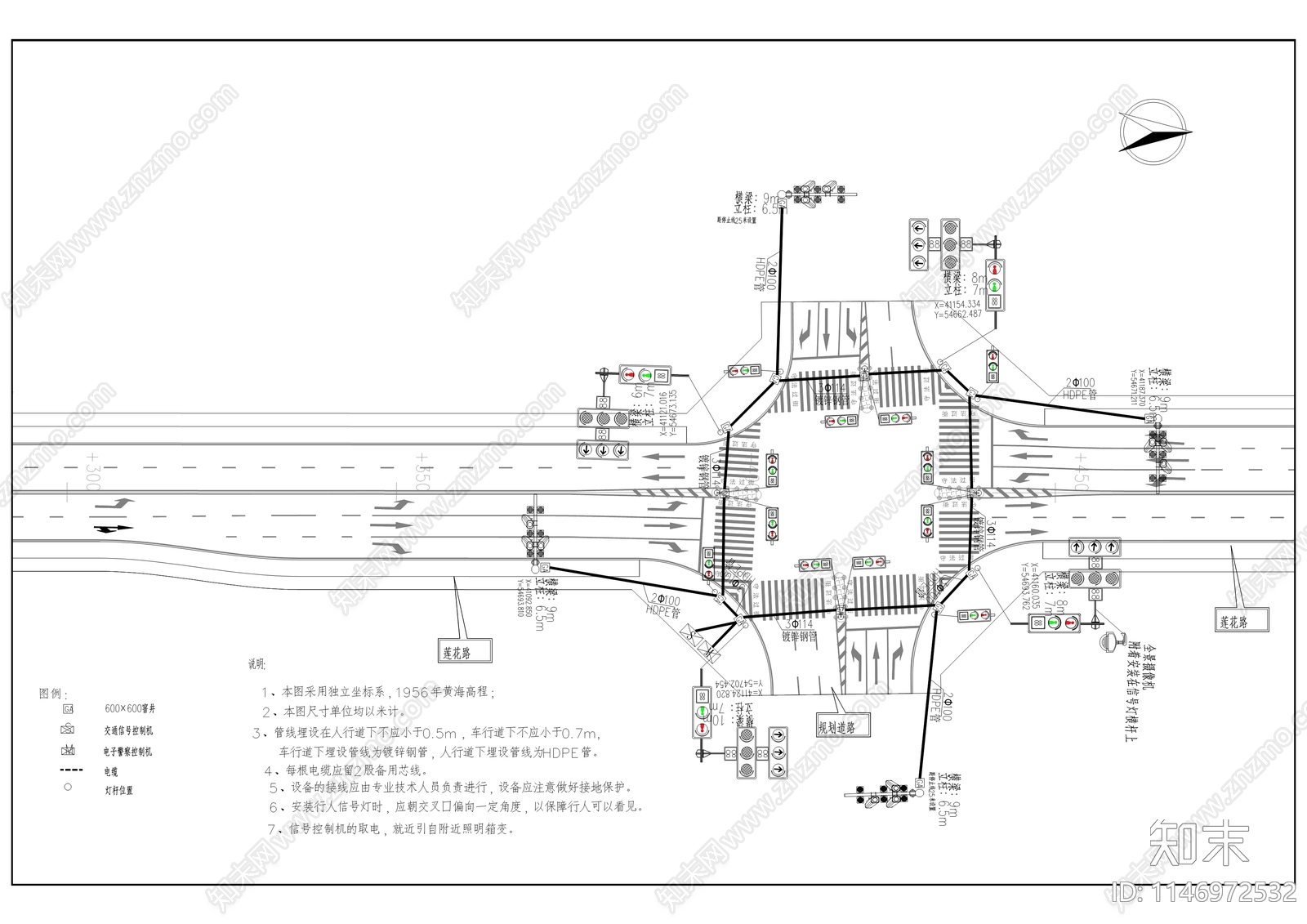 凤凰湖产业园莲花路道路工程cad施工图下载【ID:1146972532】