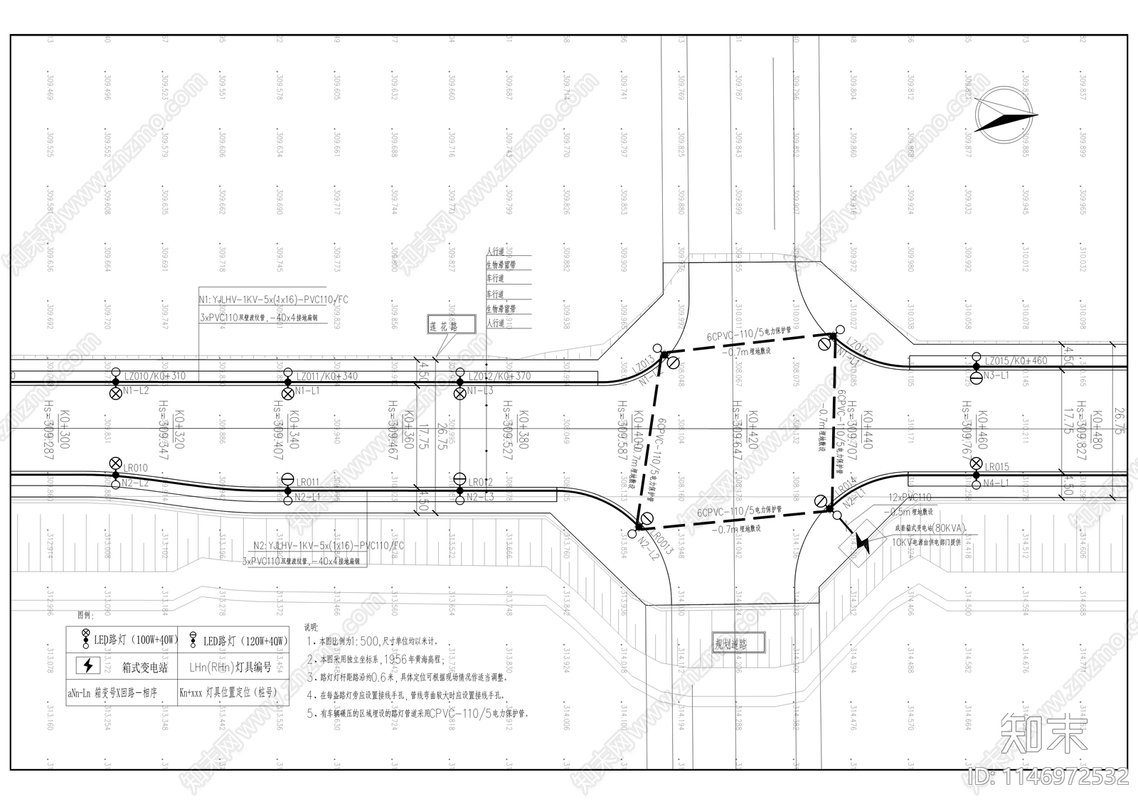 凤凰湖产业园莲花路道路工程cad施工图下载【ID:1146972532】