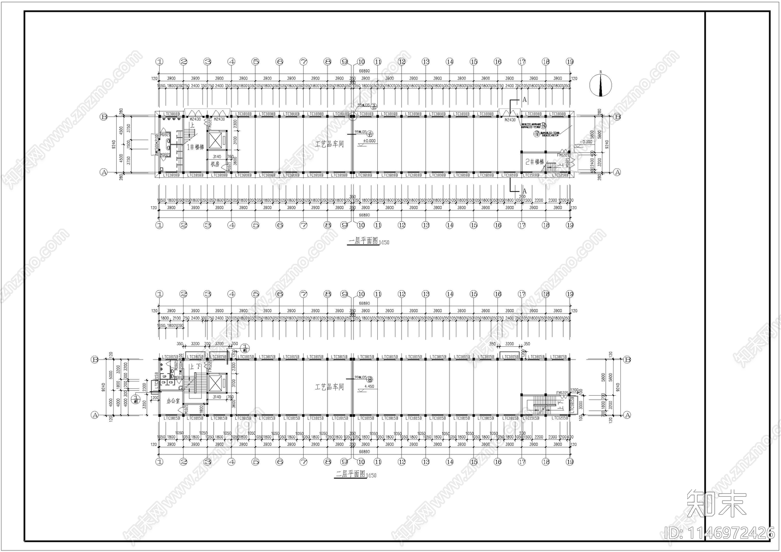 工艺品工厂建筑cad施工图下载【ID:1146972426】