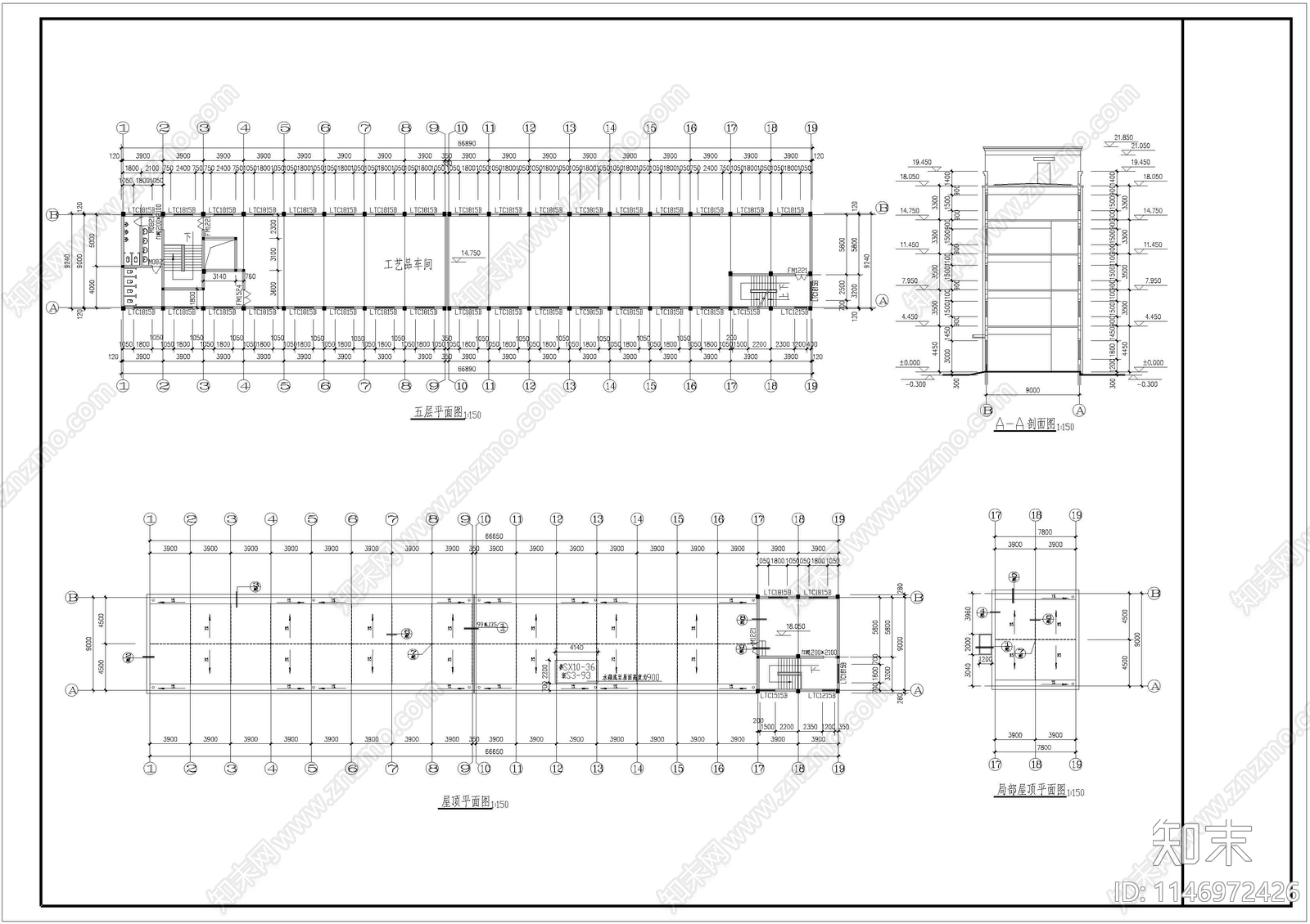 工艺品工厂建筑cad施工图下载【ID:1146972426】