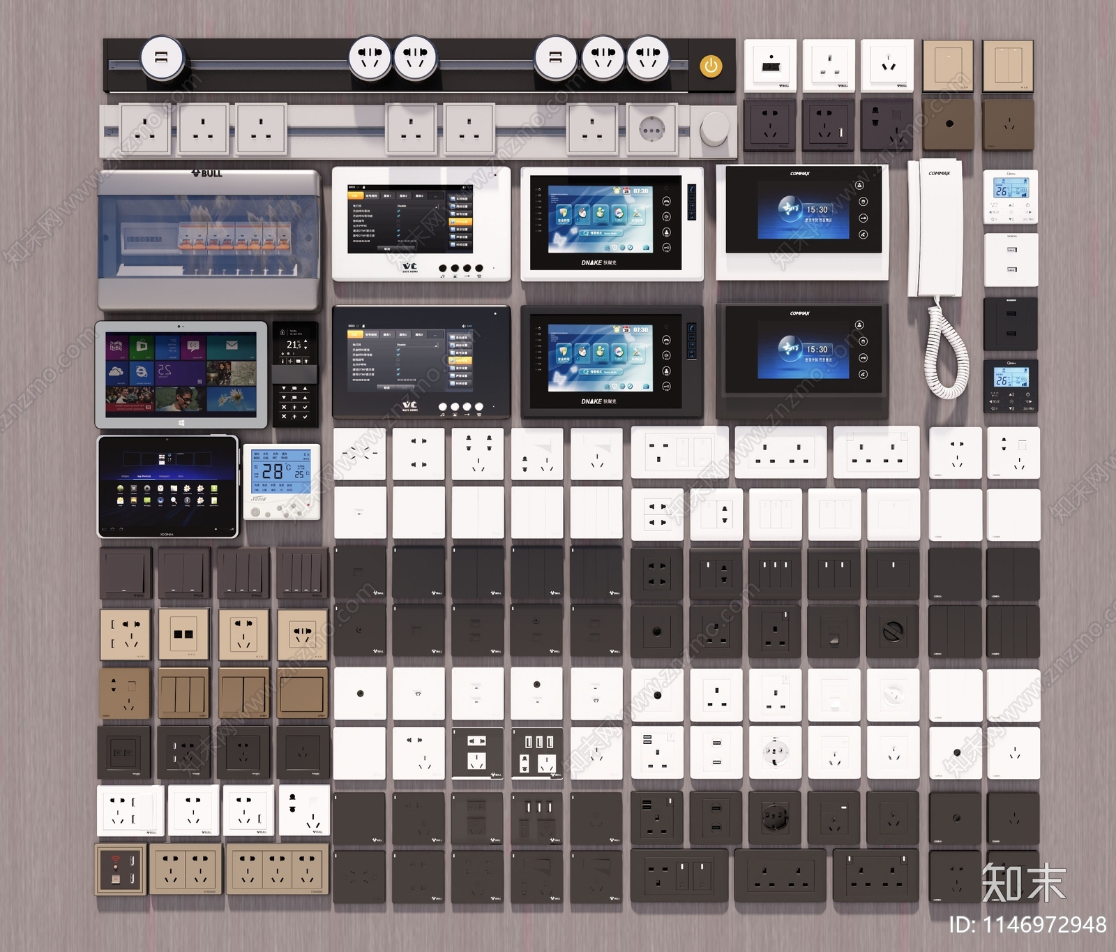 现代开关插座组合SU模型下载【ID:1146972948】
