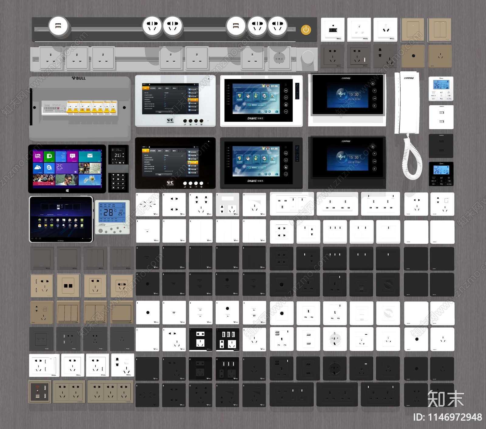 现代开关插座组合SU模型下载【ID:1146972948】