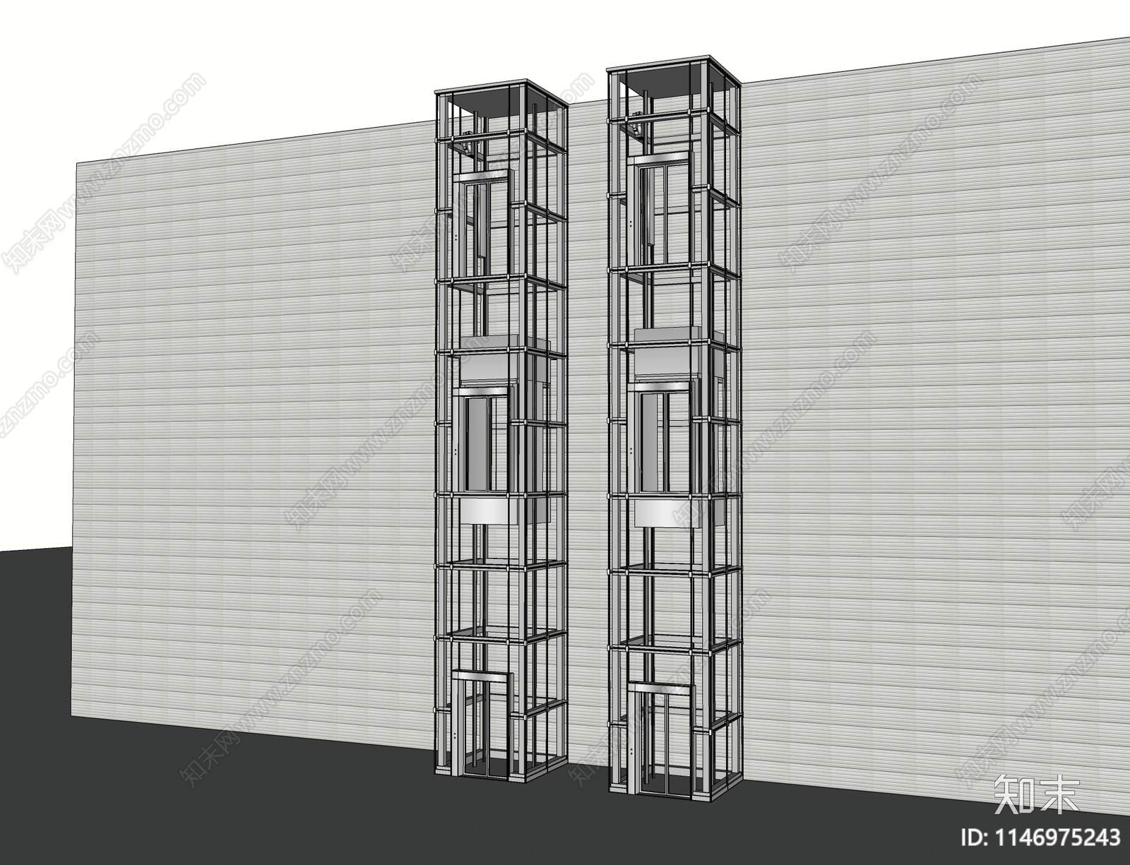现代玻璃观光电梯SU模型下载【ID:1146975243】