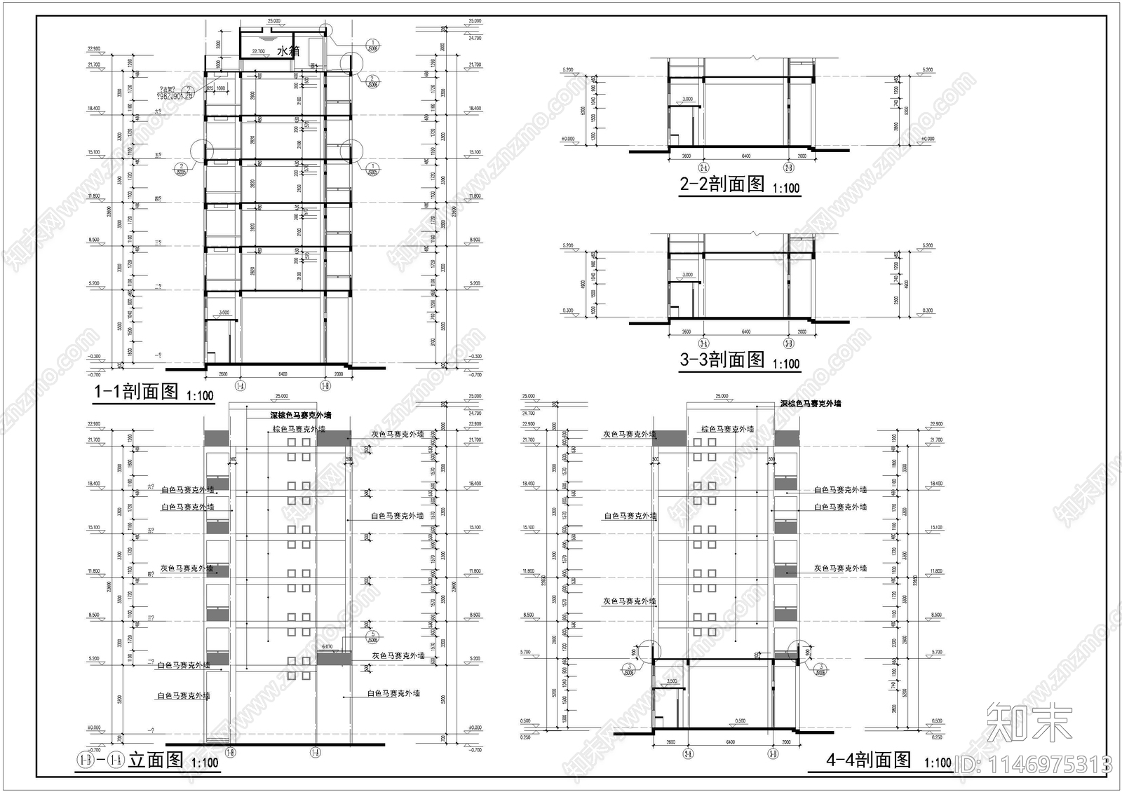 工业区宿舍建筑cad施工图下载【ID:1146975313】