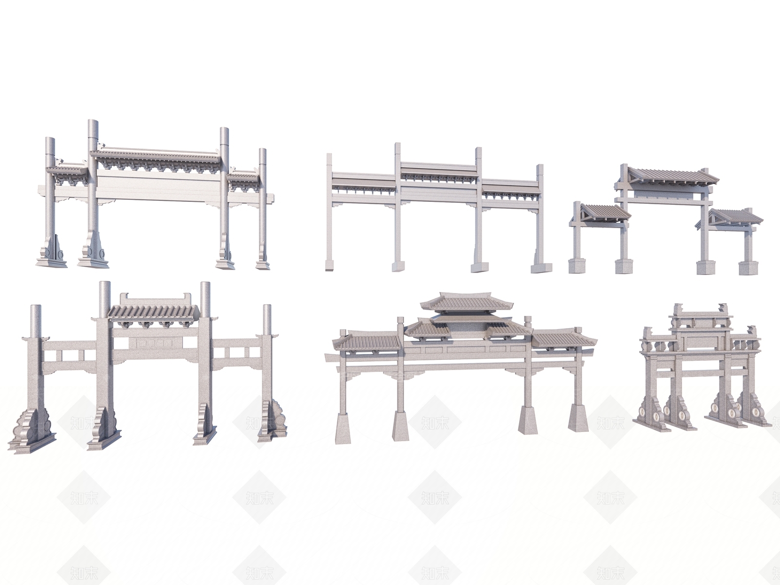 中式牌坊门楼SU模型下载【ID:1146975390】