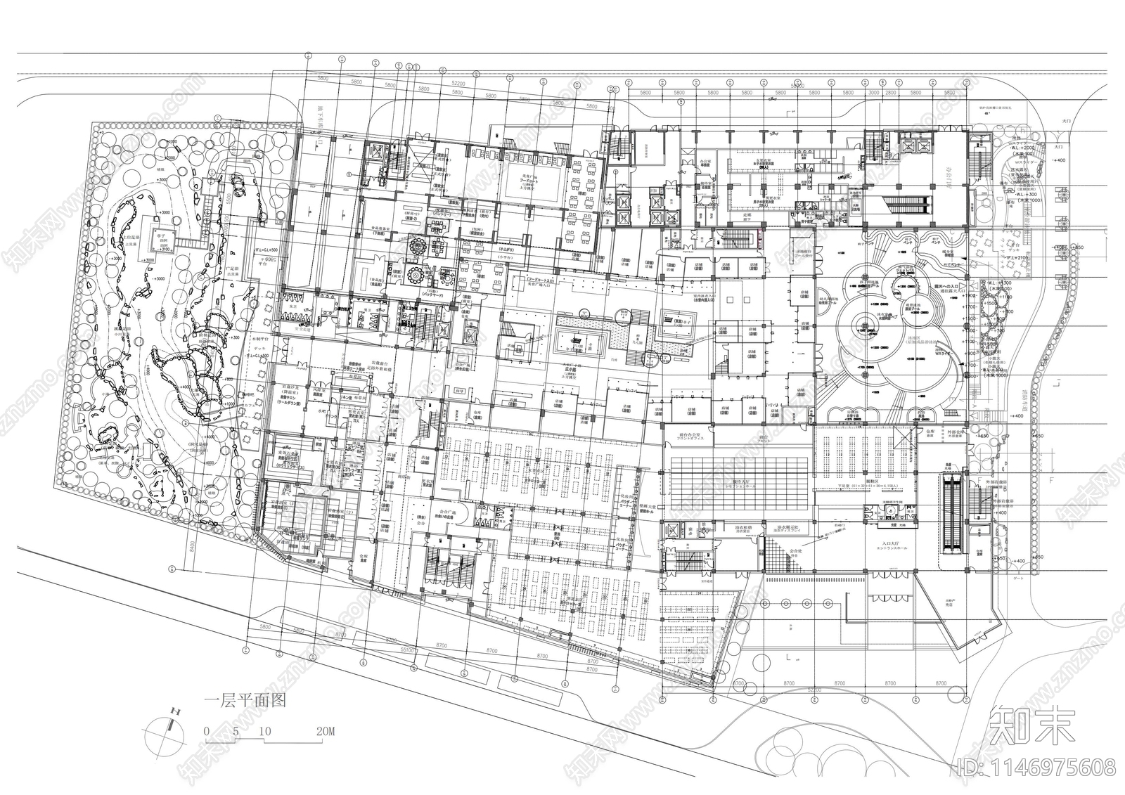 温泉度假村建筑施工图下载【ID:1146975608】