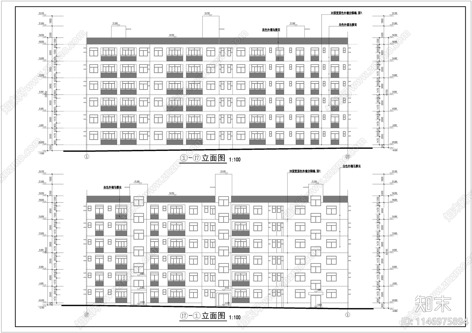 保障房公寓建筑cad施工图下载【ID:1146975894】